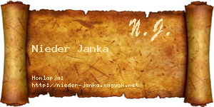 Nieder Janka névjegykártya
